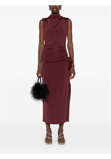 Burgundy draped roll-neck midi dress Magda butrym - women MAGDA BUTRYM | 235425BRD